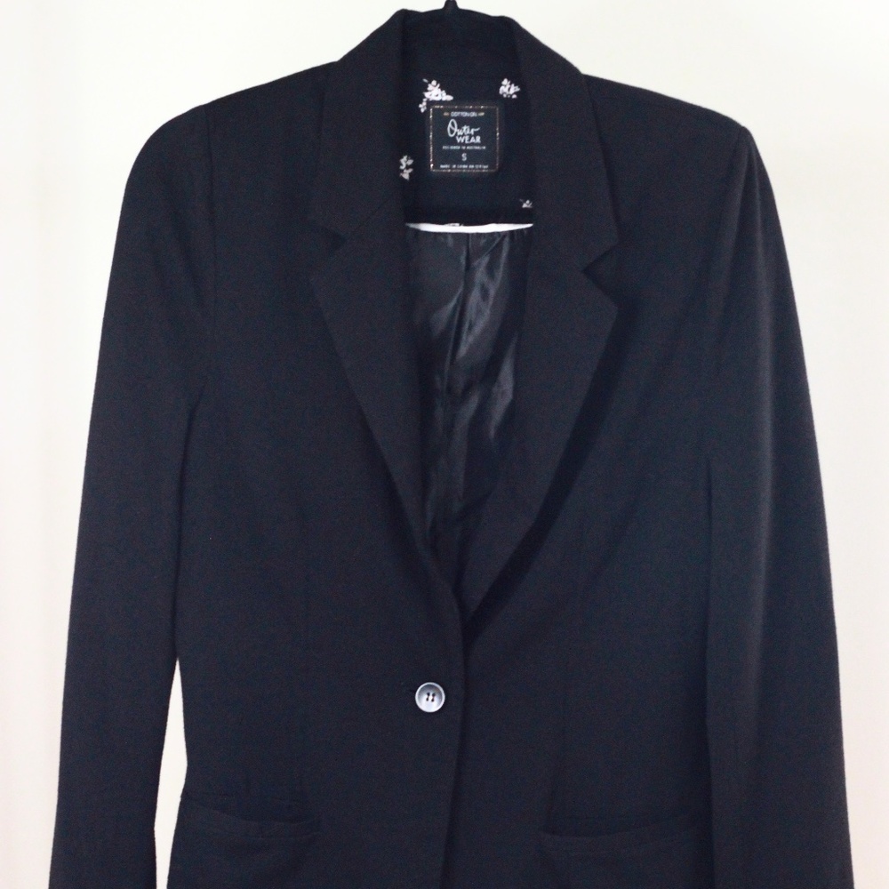 Cotton On Outerwear Womens Knit Black Blazer Size S One Button - Minor Defects